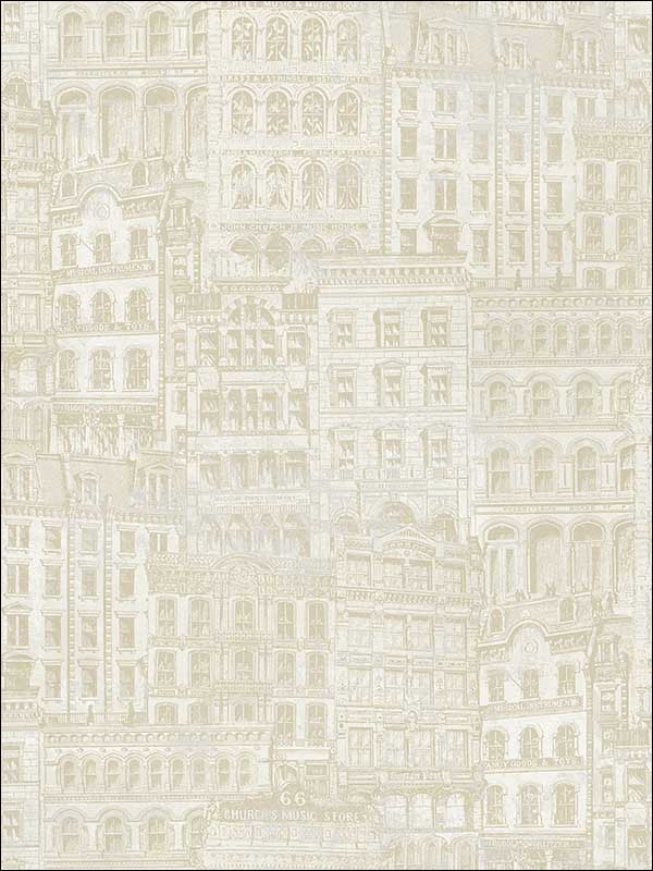 Storefronts wallpaper in warm neutral beige color - pattern number TL32105 - by Pelican Prints in the Rittenhouse Square collection