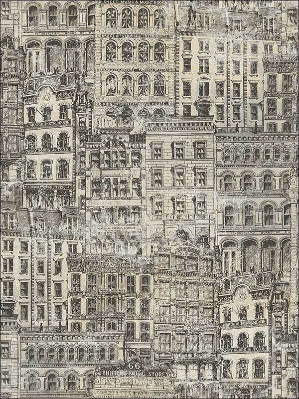Storefronts wallpaper in black color - pattern number TL32106 - by Pelican Prints in the Rittenhouse Square collection