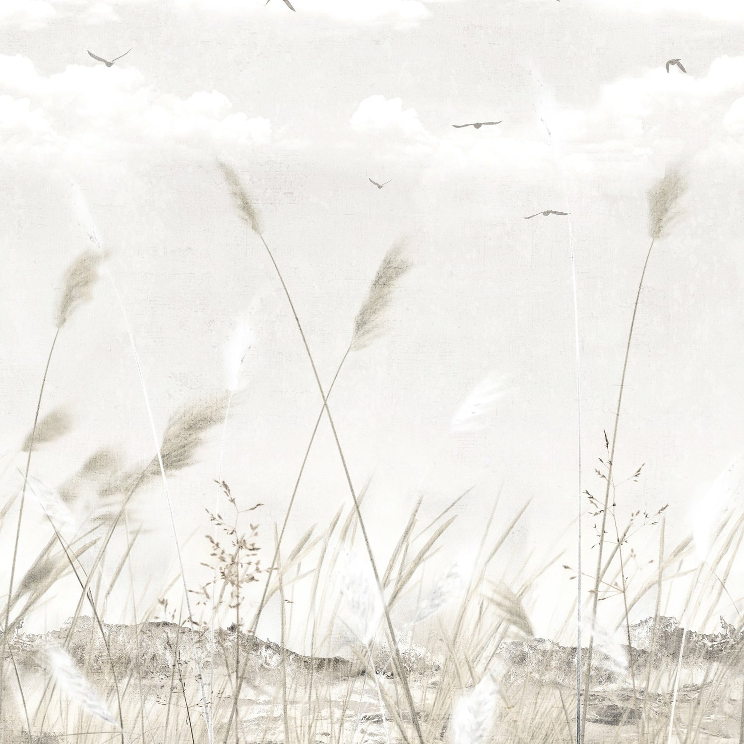 Landscape 3 Panel Mural in beige color - pattern number 202701 - by Grandeco in the Orom II collection