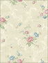 Tossed Floral Scroll fabric in warm primary color - pattern number MV80107 - by Wallquest in the Vintage Home II collection