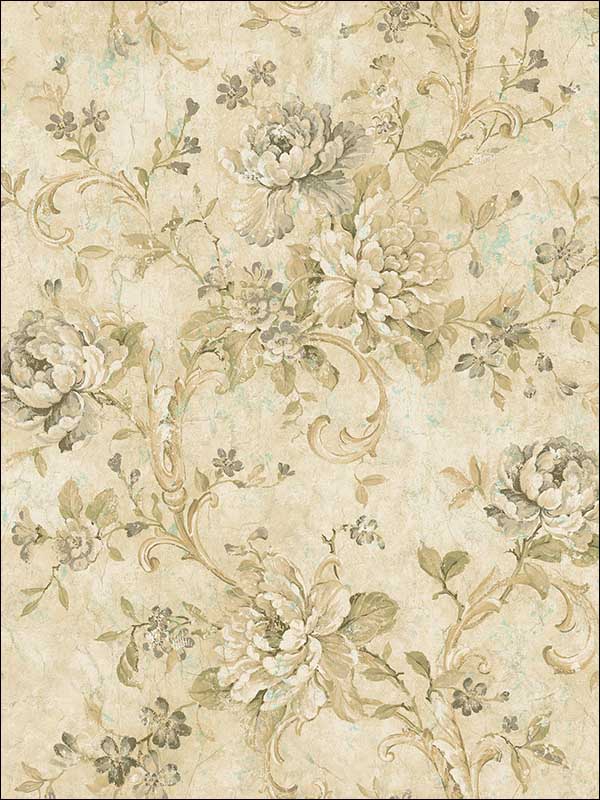Antiqued Rose fabric in golden rose color - pattern number MV80405 - by Wallquest in the Vintage Home II collection