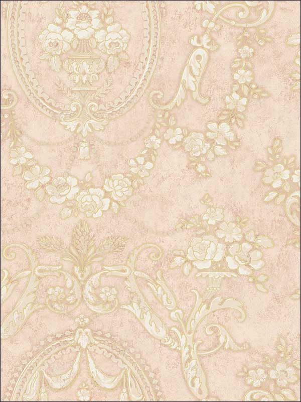 Frills Cameo fabric in blush color - pattern number MV80601 - by Wallquest in the Vintage Home II collection