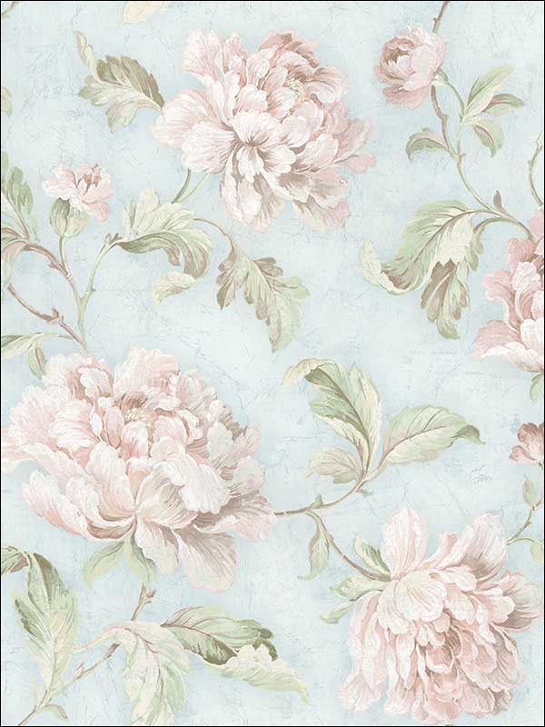Vintage Floral Trail fabric in spring blue color - pattern number MV81501 - by Wallquest in the Vintage Home II collection