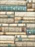 Library wallpaper in teal color - pattern number MV81802 - by Wallquest in the Vintage Home II collection