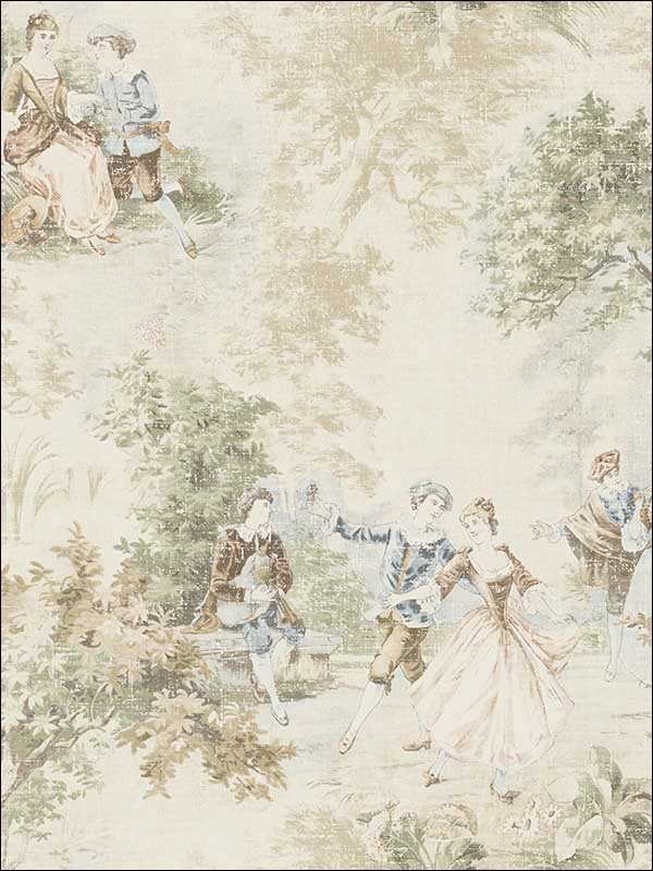 Vintage Toile fabric in warm neutral color - pattern number MV82302 - by Wallquest in the Vintage Home II collection