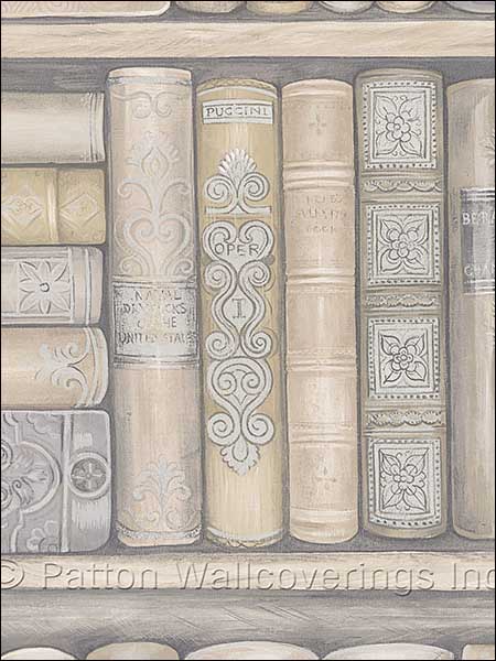 Bookcase fabric in cream color - pattern number LL29569 - by Patton Norwall in the Illusions 2 collection