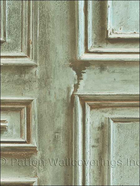 Weathered Wood Panel wallpaper in green color - pattern number LL36215 - by Patton Norwall in the Illusions 2 collection