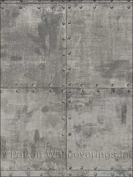 Metal Tile wallpaper in dark grey color - pattern number LL36224 - by Patton Norwall in the Illusions 2 collection