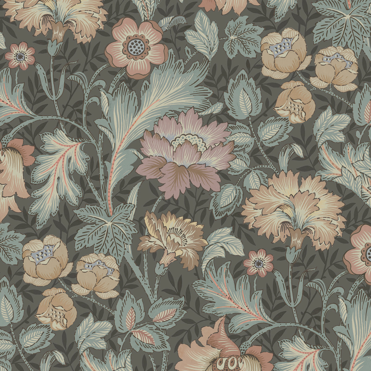 Jane mural in slate color - pattern number 2038 - by Schumacher in the Borastapeter collection