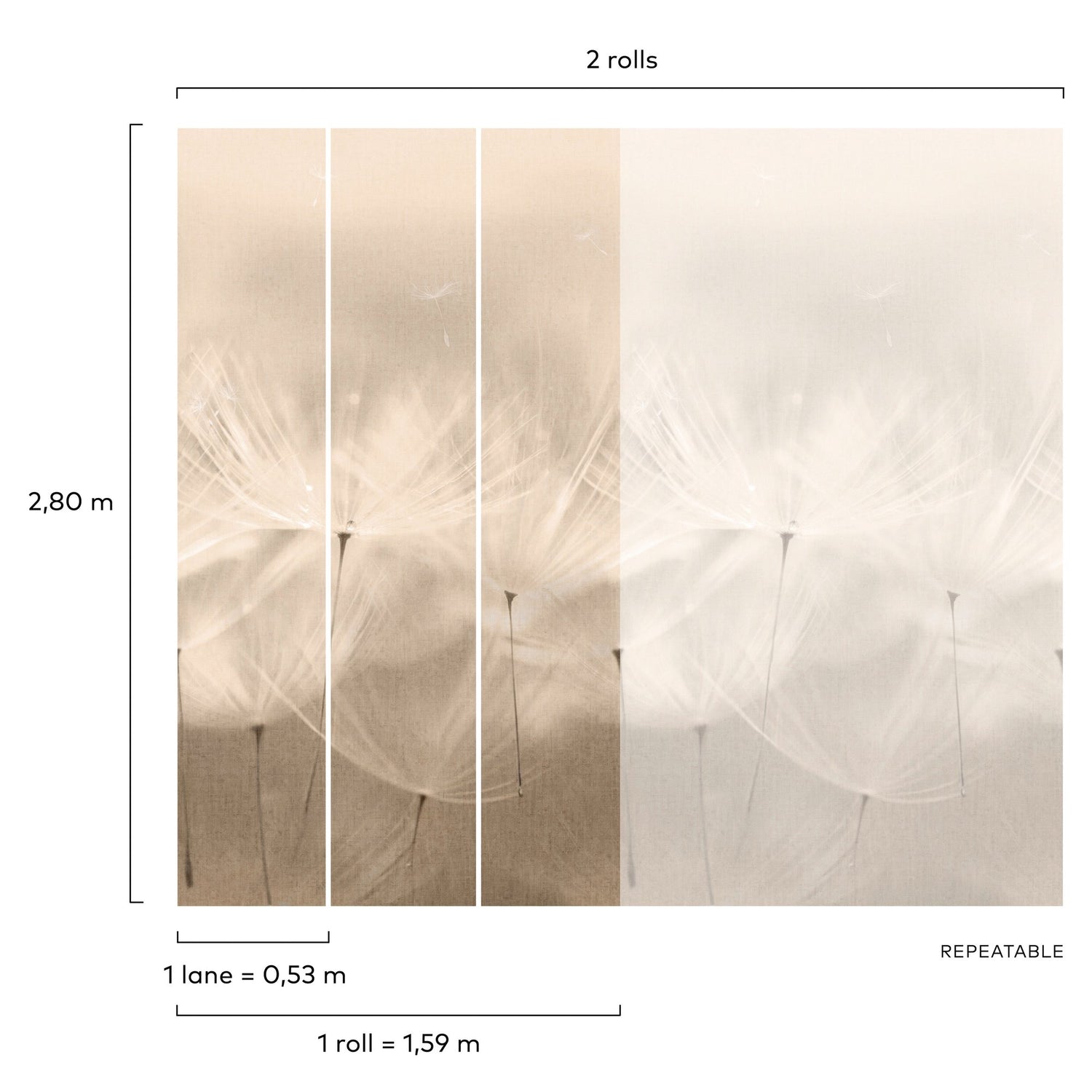 Stylish floral all-over 3 Panel Mural in pink color - pattern number 203801 - by Grandeco in the Orom II collection