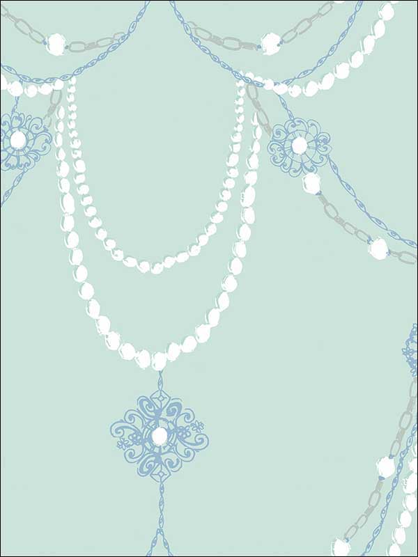 Dressed Up Drape wallpaper in teal and periwinkle color - pattern number FA40704 - by Seabrook in the Playdate Adventure collection