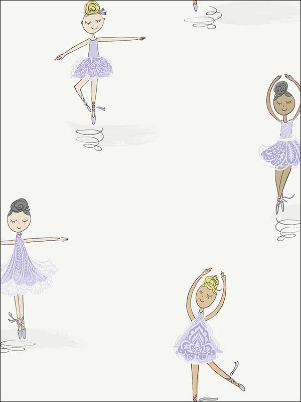 Tiny Dancers wallpaper in lilac and white color - pattern number FA40809 - by Seabrook in the Playdate Adventure collection