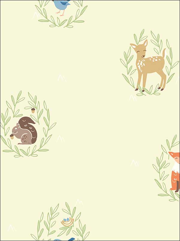 Furry Friends wallpaper in light lemon color - pattern number FA41107 - by Seabrook in the Playdate Adventure collection