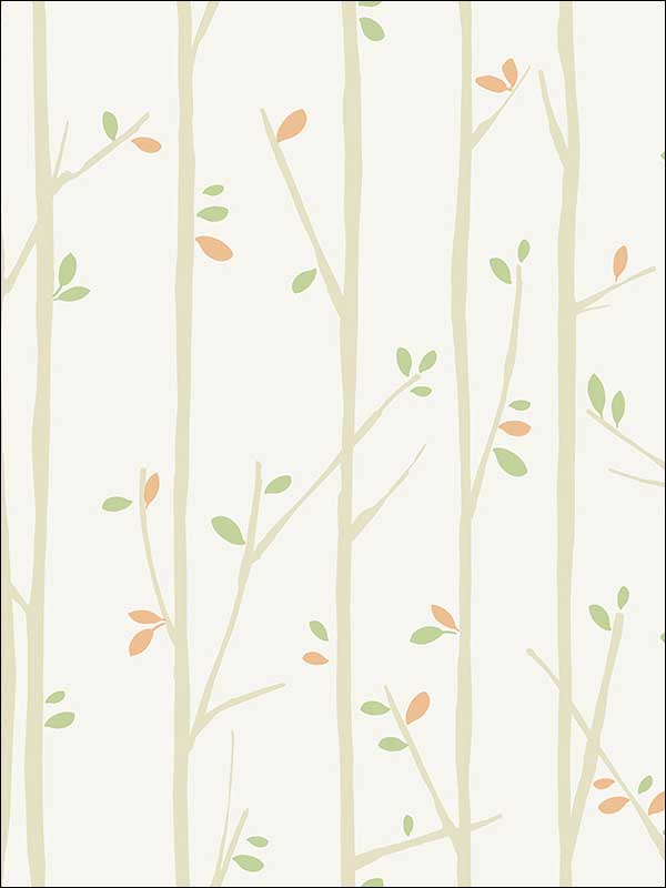 Tree Top wallpaper in tan moss and pumpkin color - pattern number FA41207 - by Seabrook in the Playdate Adventure collection