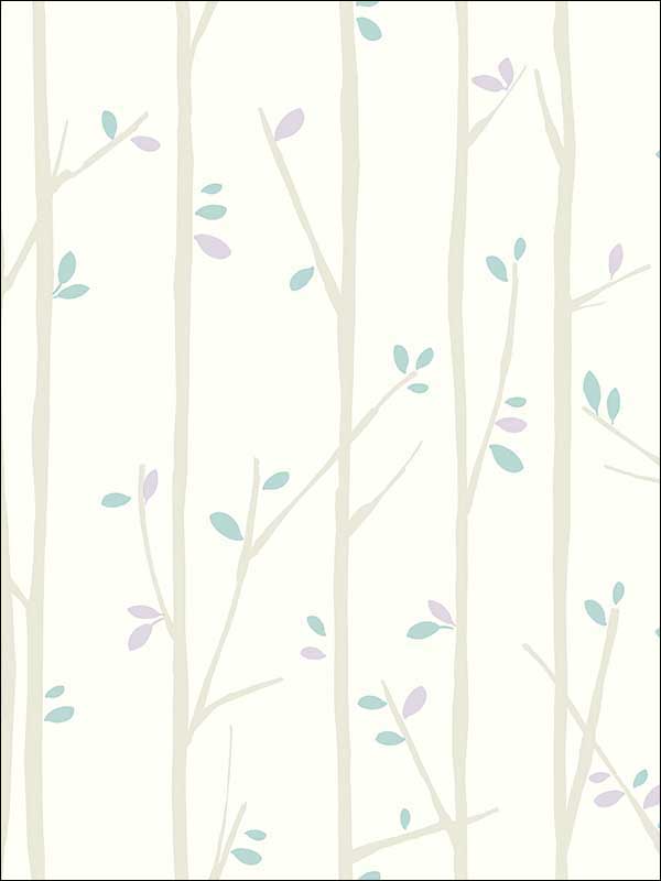 Tree Top wallpaper in gray lilac and sky blue color - pattern number FA41209 - by Seabrook in the Playdate Adventure collection