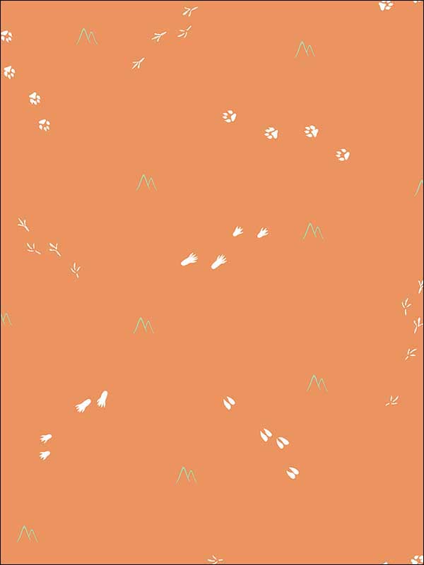 Follow the Leader wallpaper in orange and white color - pattern number FA41307 - by Seabrook in the Playdate Adventure collection