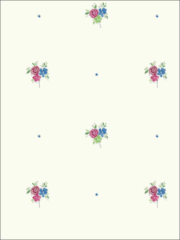 Little Posy wallpaper in raspberry and prussian blue color - pattern number FA41501 - by Seabrook in the Playdate Adventure collection