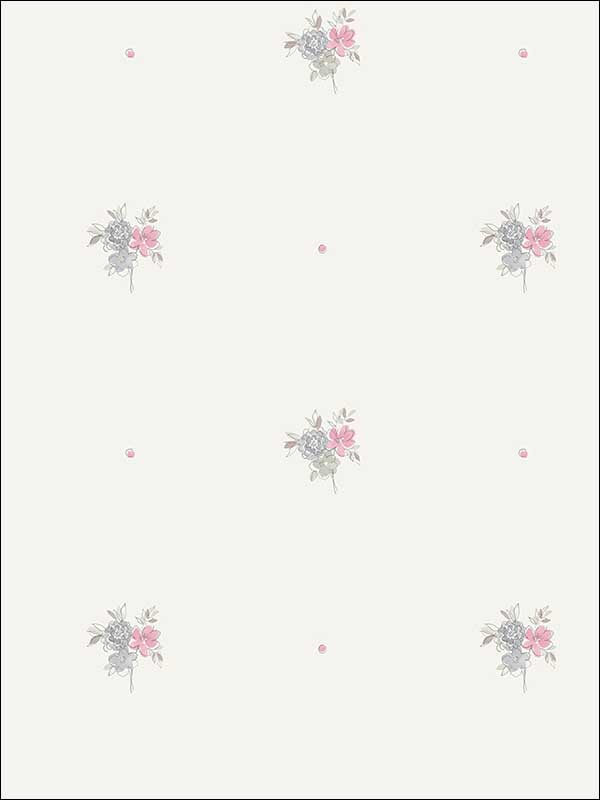 Little Posy wallpaper in gray and bubblegum color - pattern number FA41508 - by Seabrook in the Playdate Adventure collection