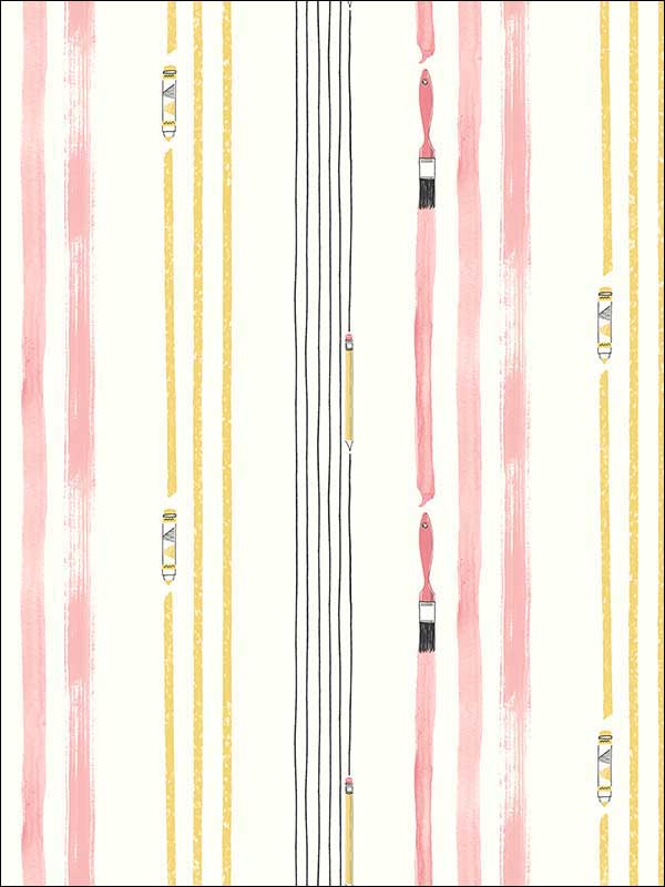 Outside the Lines wallpaper in bubblegum and gold color - pattern number FA42401 - by Seabrook in the Playdate Adventure collection
