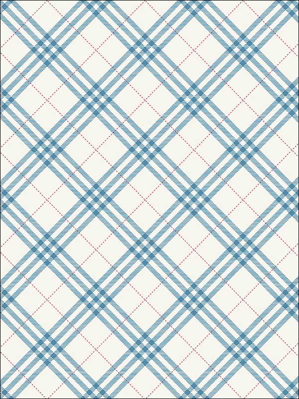 Diagonal Plaid wallpaper in cerulean and crimson color - pattern number FA42502 - by Seabrook in the Playdate Adventure collection