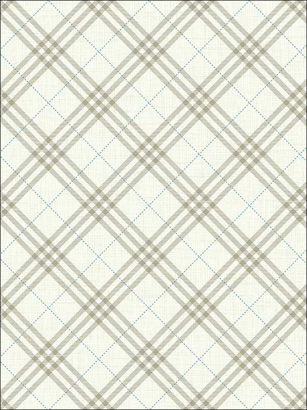 Diagonal Plaid wallpaper in greige and cerulean color - pattern number FA42506 - by Seabrook in the Playdate Adventure collection