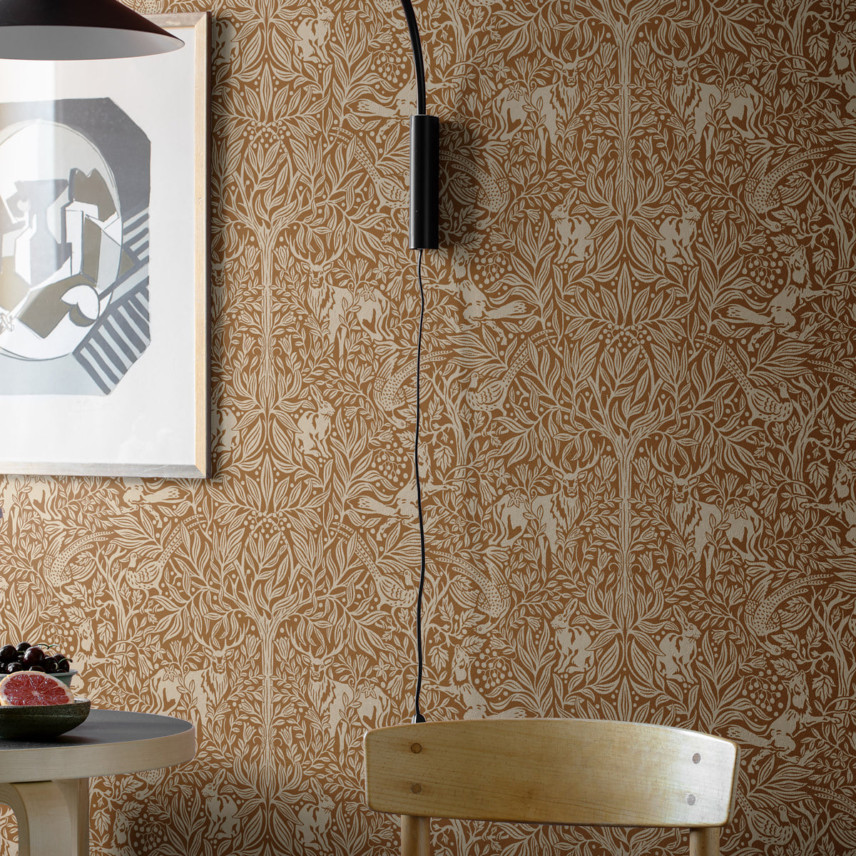 Under The Elder Tree Wallpaper in rust color - pattern number 2045 - by Schumacher in the Borastapeter collection