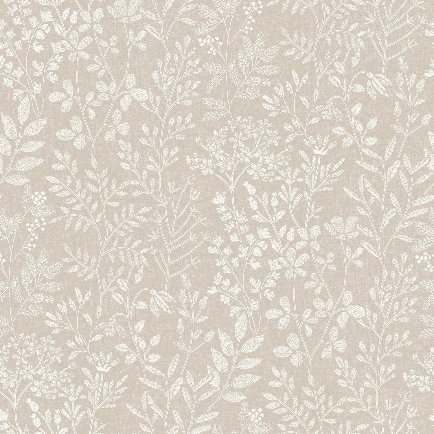 Branched Leaves All-over Wallpaper in beige color - pattern number KR205002 - by Grandeco in the Karuna collection