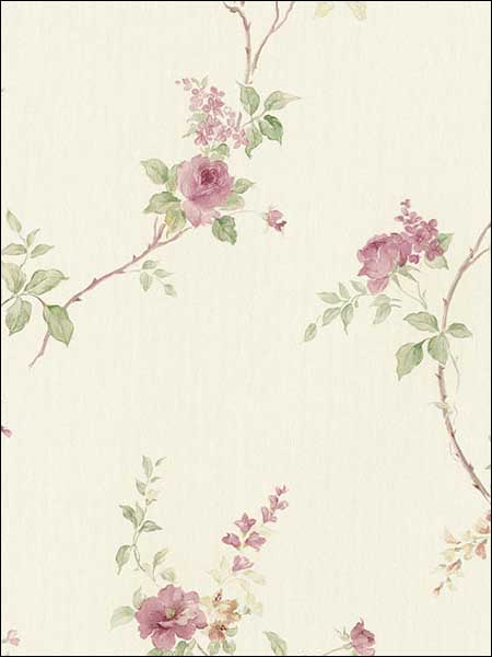 In Register White Wedding wallpaper in cream pink green color - pattern number MD29401 - by Patton Norwall in the Silk Impressions 2 collection