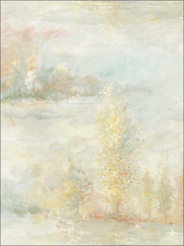 Tree Line fabric in metallic yellow gold seafoam and aqua color - pattern number FI70804 - by Seabrook in the French Impressionist collection