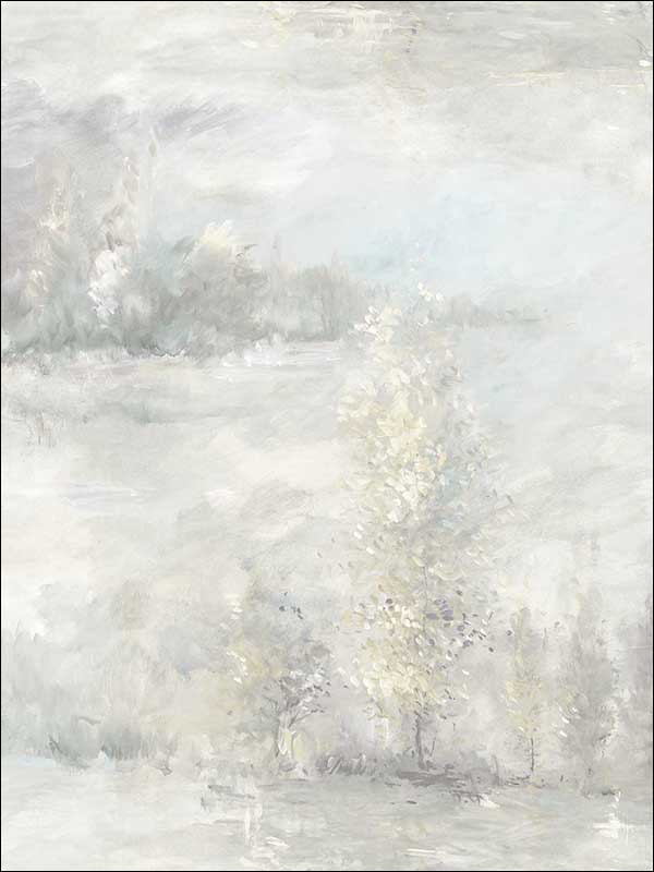 Tree Line fabric in metallic champagne and purple haze color - pattern number FI70808 - by Seabrook in the French Impressionist collection