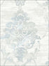 Damask wallpaper in metallic pearl and powder blue color - pattern number FI71008 - by Seabrook in the French Impressionist collection