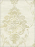 Damask wallpaper in metallic cream and greige color - pattern number FI71014 - by Seabrook in the French Impressionist collection