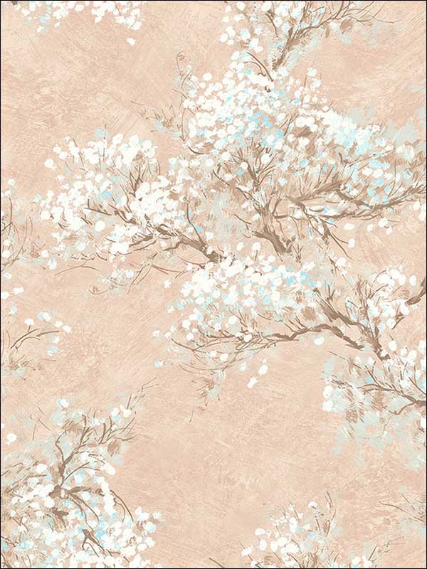 Cherry Blossoms wallpaper in blush white and brown color - pattern number FI71101 - by Seabrook in the French Impressionist collection