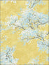 Cherry Blossoms wallpaper in gold white and sky blue color - pattern number FI71103 - by Seabrook in the French Impressionist collection
