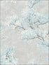 Cherry Blossoms wallpaper in metallic silver and sky blue color - pattern number FI71108 - by Seabrook in the French Impressionist collection