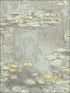Lily Pads wallpaper in gray powder blue and gold color - pattern number FI71507 - by Seabrook in the French Impressionist collection
