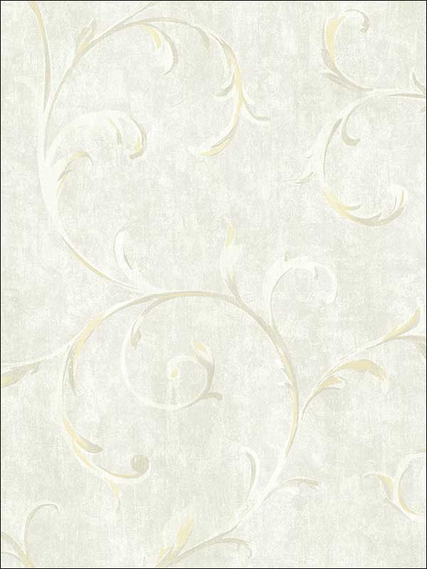 Scroll wallpaper in metallic gold and beige color - pattern number FI71602 - by Seabrook in the French Impressionist collection