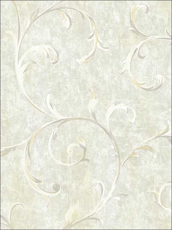 Scroll wallpaper in metallic gold and grey color - pattern number FI71607 - by Seabrook in the French Impressionist collection