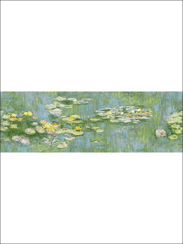 Lily Pad 5 Panel mural in green color - pattern number FI71800M - by Seabrook in the French Impressionist collection