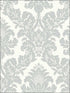 Raised Glitter Damask fabric in silver color - pattern number UK10432 - by Seabrook in the Mica by Pear Tree Studios collection