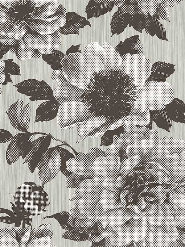 Halftone Floral wallpaper in umber color - pattern number UK11105 - by Seabrook in the Mica by Pear Tree Studios collection