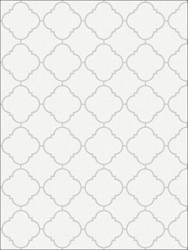 Dotted Ogee wallpaper in white color - pattern number UK11324 - by Seabrook in the Mica by Pear Tree Studios collection