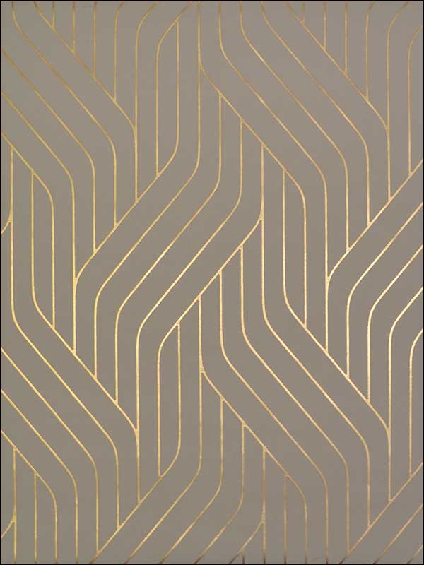Ebb and Flow wallpaper in khaki and gold color - pattern number NW3518 - by Antonina Vella in the Modern Metals collection