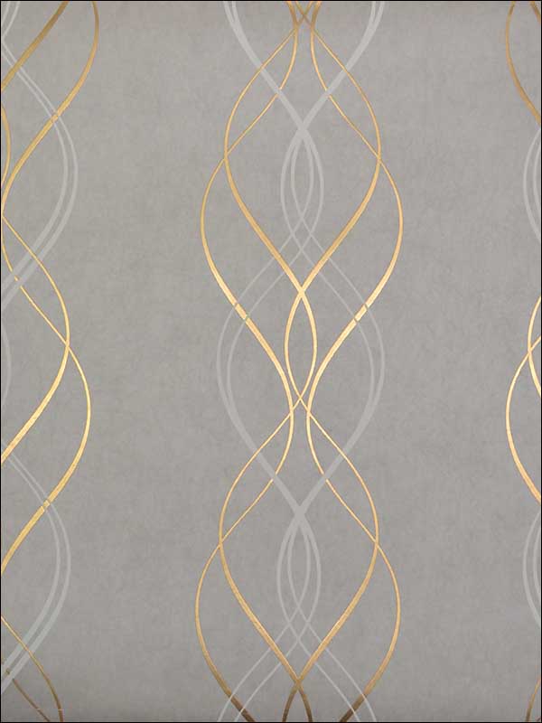 Aurora fabric in grey and gold color - pattern number NW3550 - by Antonina Vella in the Modern Metals collection