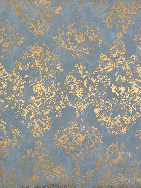 Stargazer fabric in blue and gold color - pattern number NW3565 - by Antonina Vella in the Modern Metals collection