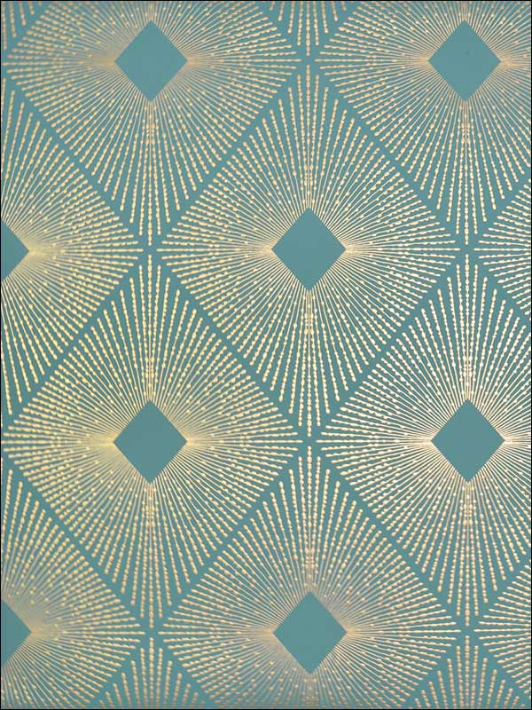 Harlowe fabric in teal and gold color - pattern number NW3589 - by Antonina Vella in the Modern Metals collection