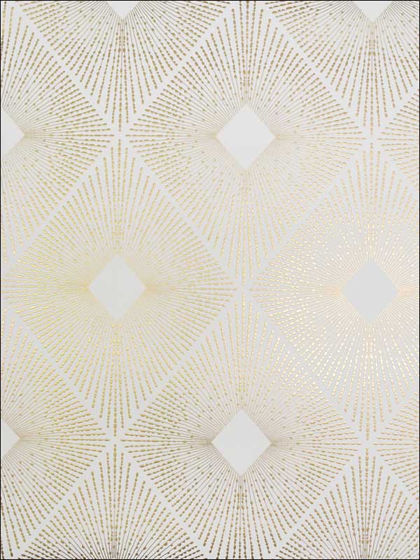 Harlowe fabric in white and gold color - pattern number NW3592 - by Antonina Vella in the Modern Metals collection
