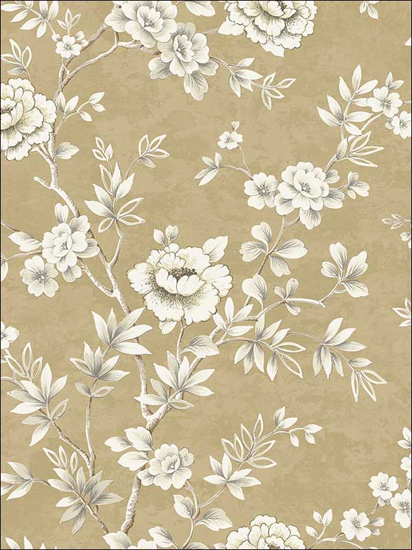 Asian Trail wallpaper in gold color - pattern number MS91305 - by Pelican Prints in the Brownstone collection