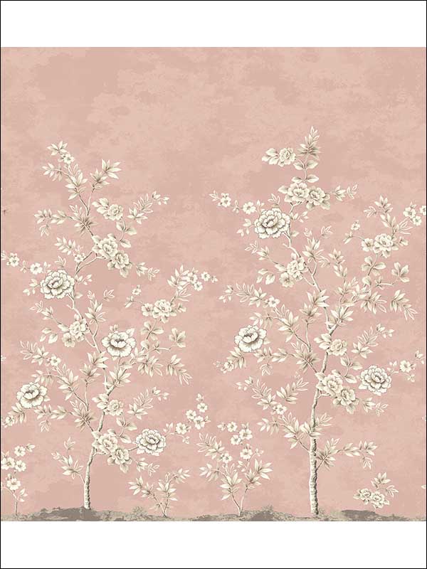 Chinoiserie 4 Panel mural in pink color - pattern number MS92101M - by Pelican Prints in the Brownstone collection