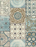 Morocaan Tile Peel and Stick fabric in blue and copper color - pattern number NW30002 - by NextWall in the Peel and Stick Wallpaper by Nextwall collection